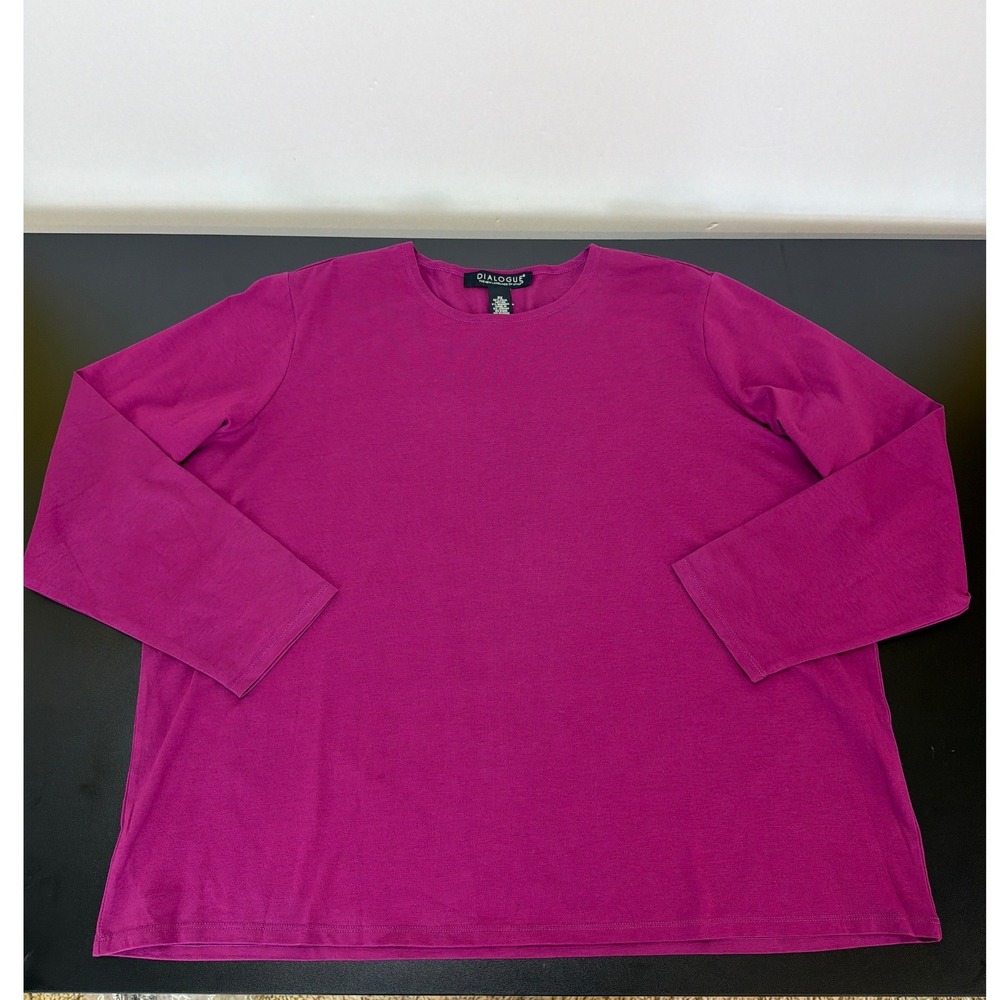 Dialogue Violet Pima Cotton Long Sleeve Top 2X Basic Staple Soft - Picture 3 of 9